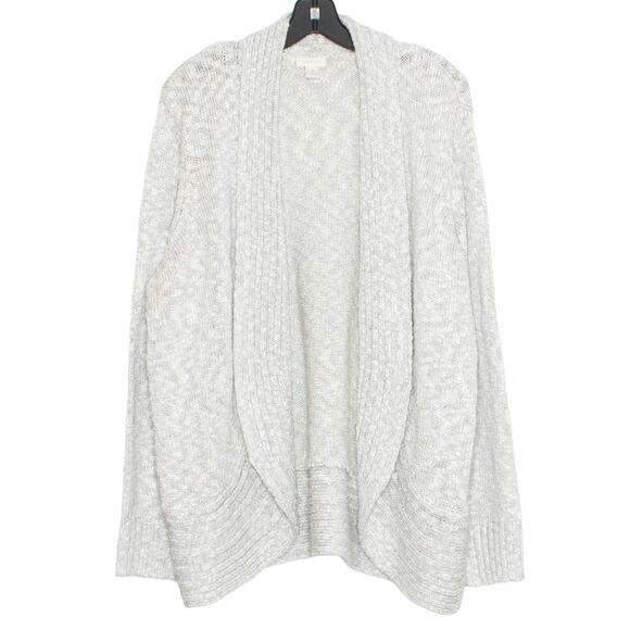 Chicos Cardigan Sweater Minimalist Nordic Cottage Scandi Metallic Gray 4 XXL 20 - Picture 1 of 5